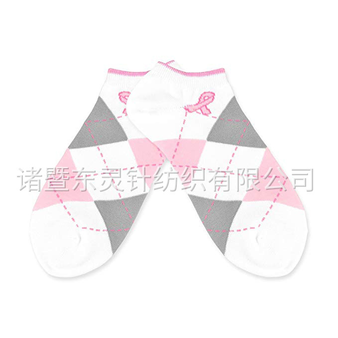 Dongling Women's Pink Ribbon Breast Cancer Cotton Socks 3 Pairs
